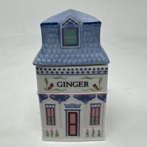 1989 Lenox Spice Village GINGER House Vintage Porcelain Spice Jar with Lid